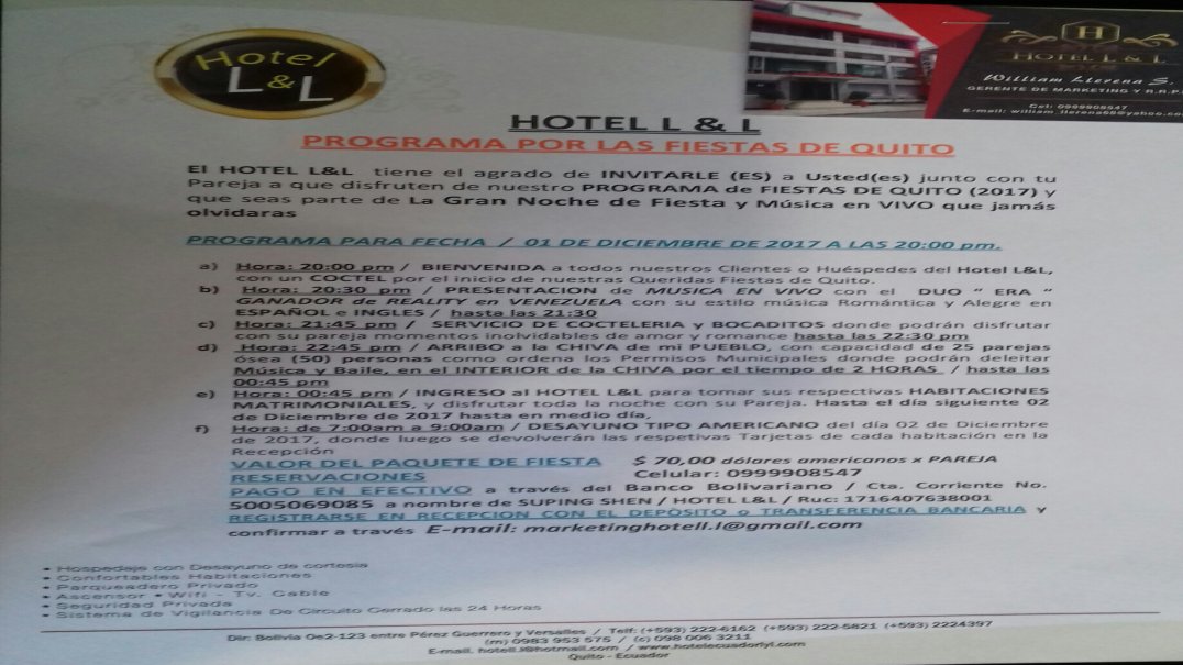 HOTEL L & L (Quito-Ecuador)